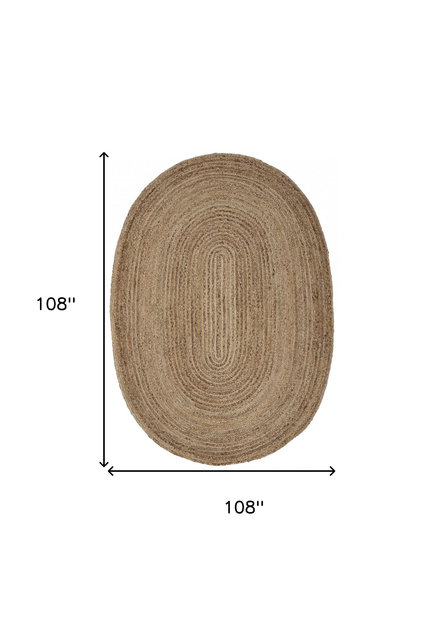 7' Brown Oval Shaped Jute Area Rug