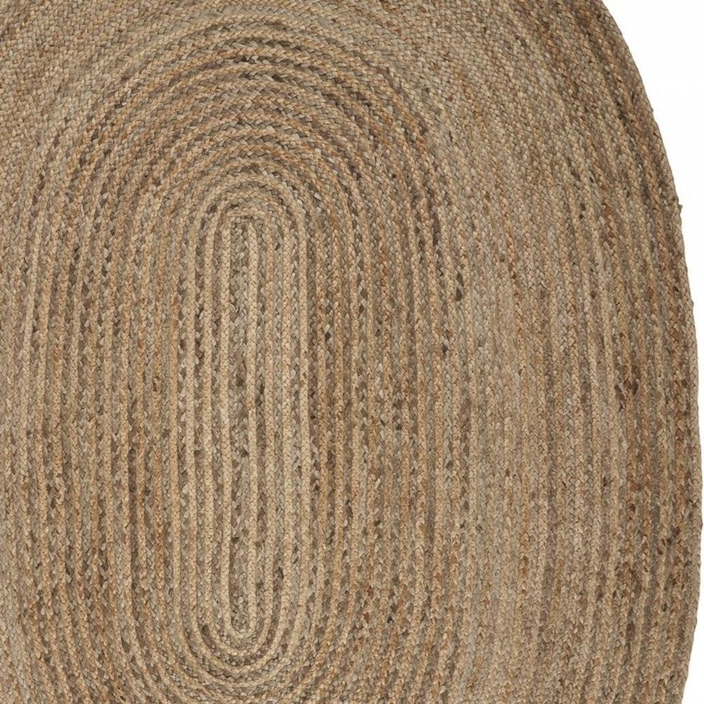 5' X 7' Natural Jute Hand Braided Oval Rug