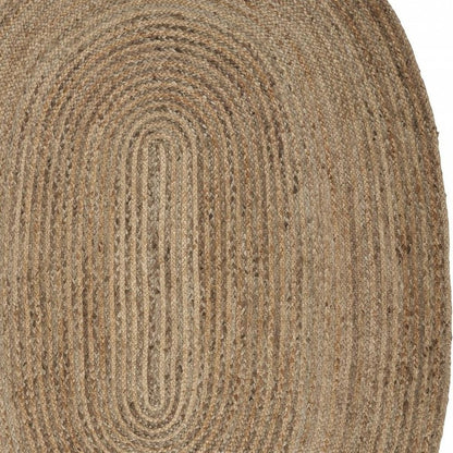 5' X 7' Natural Jute Hand Braided Oval Rug
