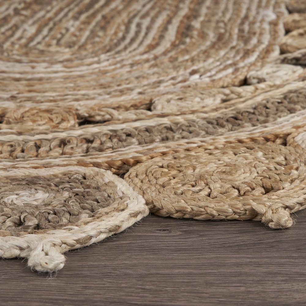 7' X 9' Natural Jute Hand Braided Oval Rug