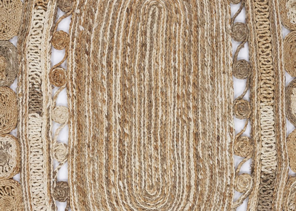 7' X 9' Natural Jute Hand Braided Oval Rug