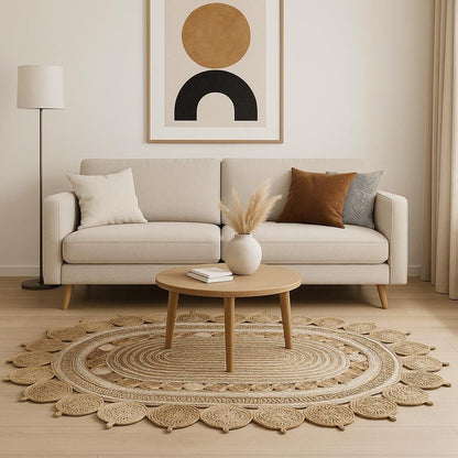 5' X 7' Natural Jute Hand Braided Oval Rug