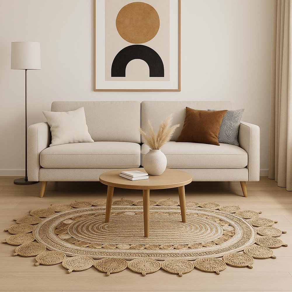 7' X 9' Natural Jute Hand Braided Oval Rug