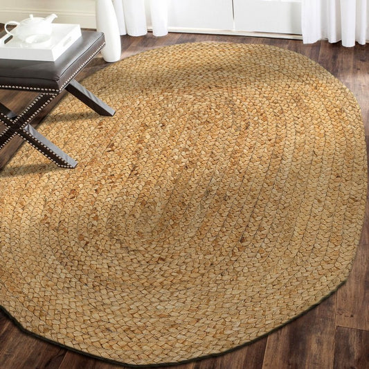 2' X 3' Natural Jute Hand Braided Oval Rug