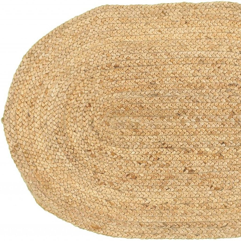 2' X 3' Natural Jute Hand Braided Oval Rug
