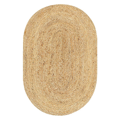 2' X 3' Natural Jute Hand Braided Oval Rug