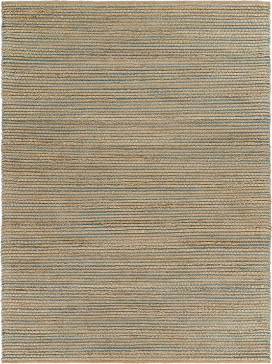 8' X 10' Tan and Blue Undertone Striated Area Rug