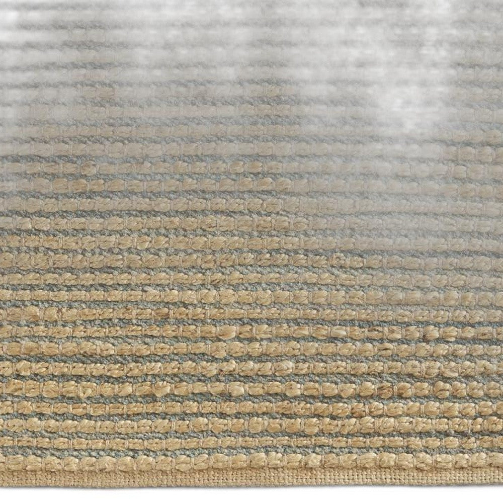 9' X 12' Tan and Blue Undertone Striated Area Rug