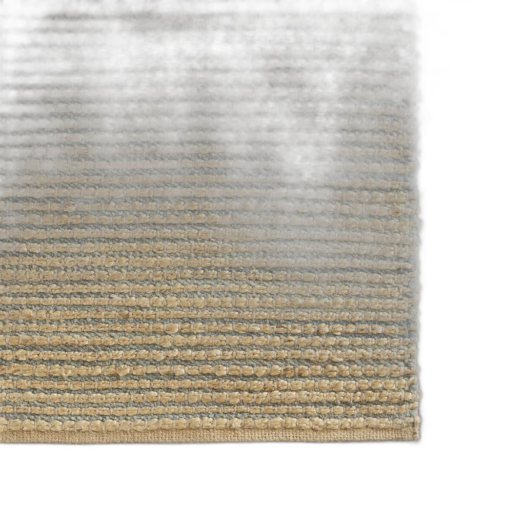 9' X 12' Tan and Blue Undertone Striated Area Rug