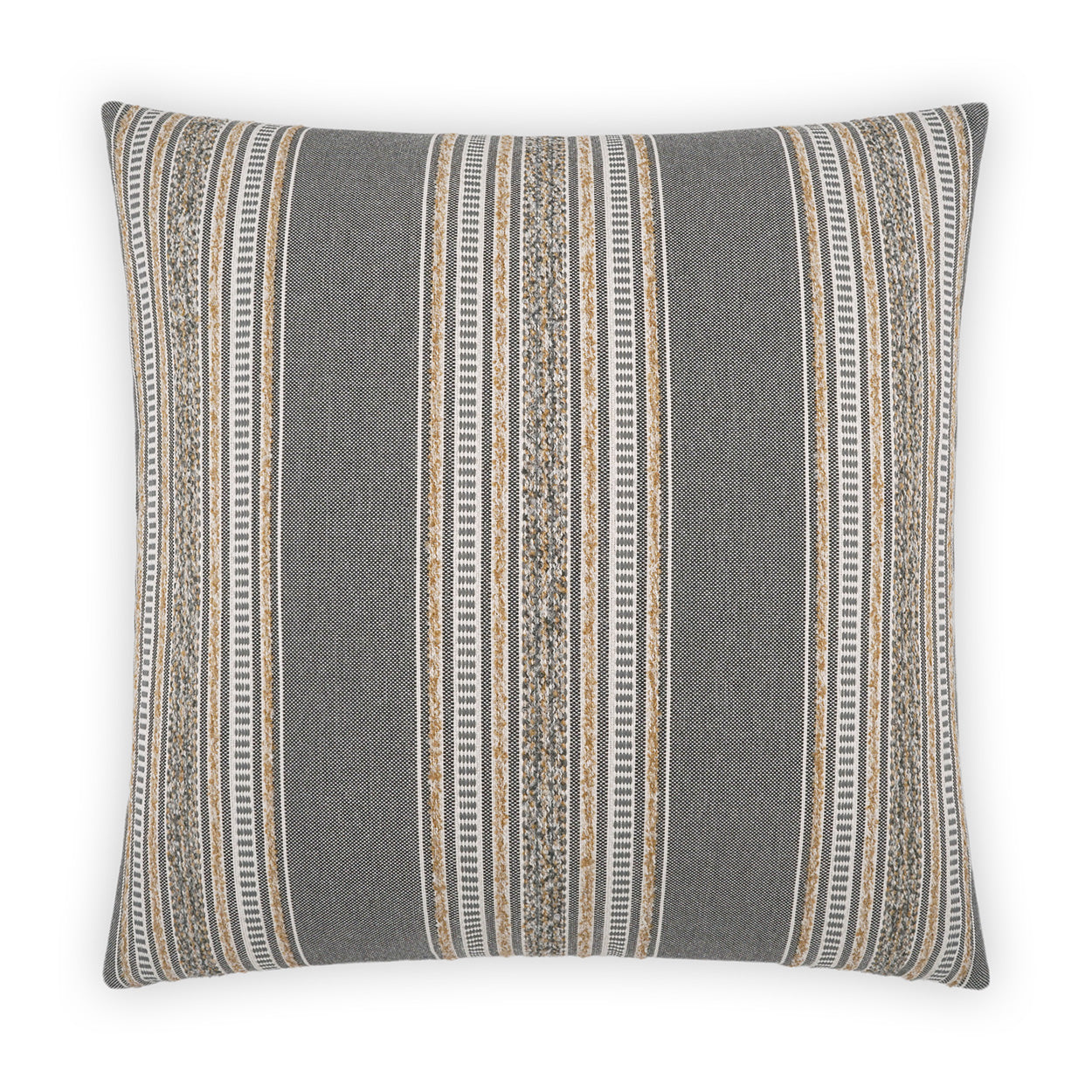 D.V. KAP HOME   24" x 24" Larsen Pillow - Carbon Stripes, Global, Farmhouse    - 3952-C-2424