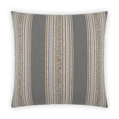 D.V. KAP HOME   24" x 24" Larsen Pillow - Carbon Stripes, Global, Farmhouse    - 3952-C-2424