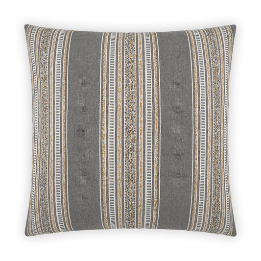 D.V. KAP HOME   24" x 24" Larsen Pillow - Carbon Stripes, Global, Farmhouse    - 3952-C-2424