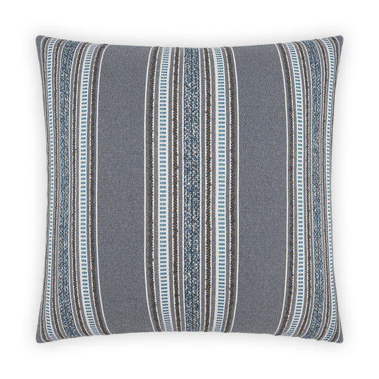 D.V. KAP HOME   24" x 24" Larsen Pillow - Indigo Stripes, Global, Farmhouse    - 3952-I-2424