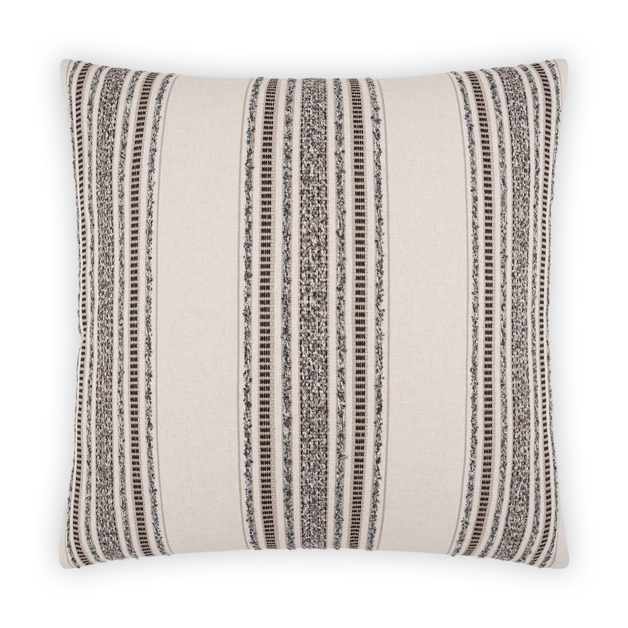 Cream 24" x 24" square throw pillow with neutral stripe patterns and textured woven detailing