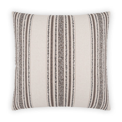Cream 24" x 24" square throw pillow with neutral stripe patterns and textured woven detailing
