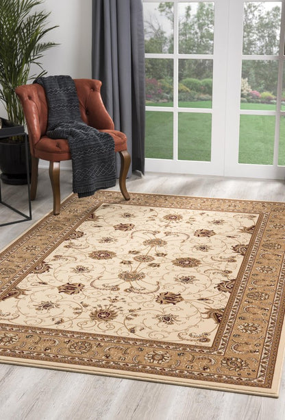 8' X 11' Beige And Ivory Oriental Area Rug