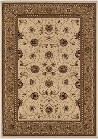 5' X 8' Beige And Ivory Oriental Area Rug