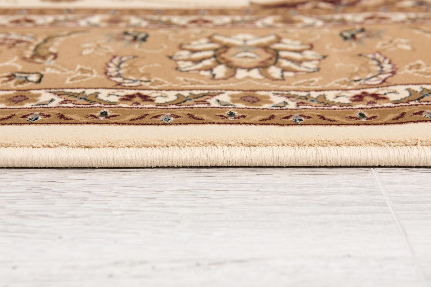 5' X 8' Beige and Ivory Oriental Power Loom Area Rug