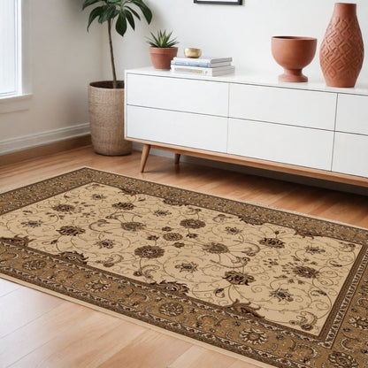8' X 11' Beige And Ivory Oriental Area Rug