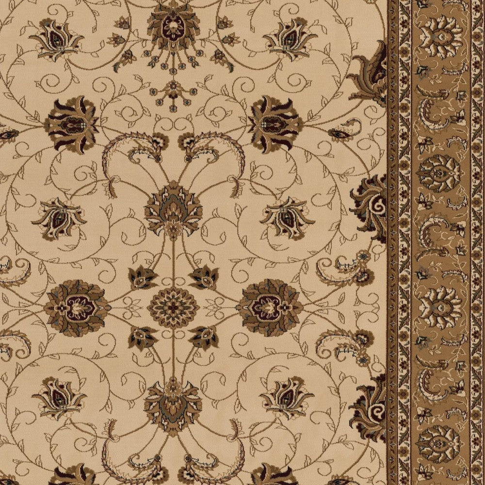 5' X 8' Beige and Ivory Oriental Power Loom Area Rug