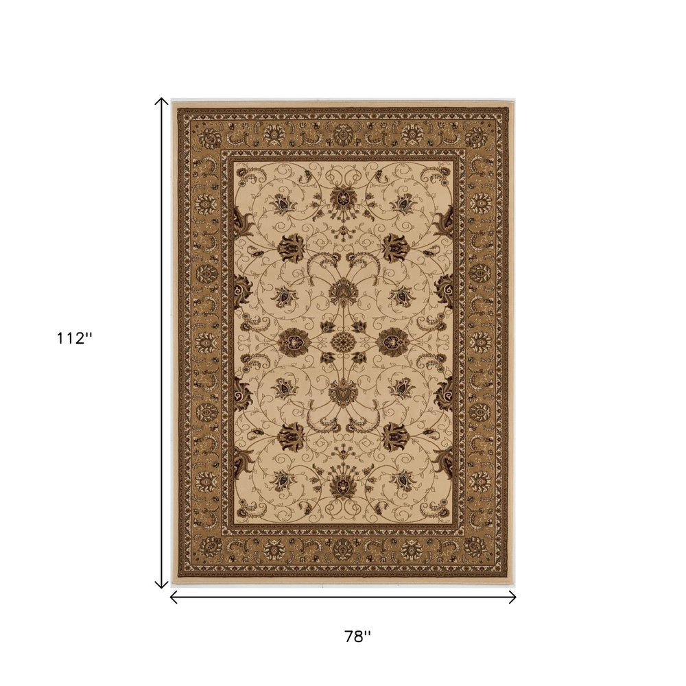 8' X 11' Beige And Ivory Oriental Area Rug