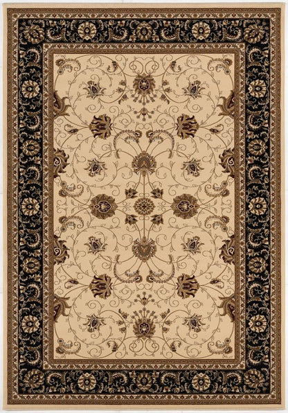 7' X 9' Black And Ivory Oriental Area Rug