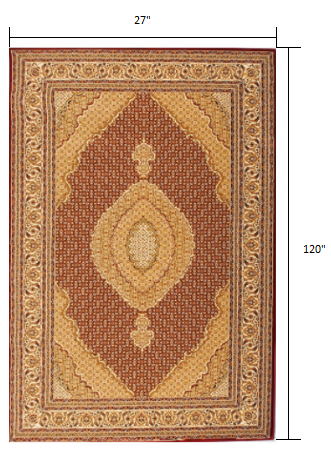 5' X 8' Red and Beige Oriental Power Loom Area Rug