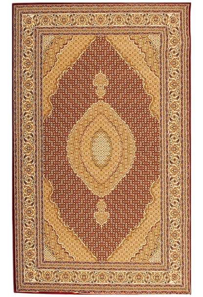 5' X 8' Red And Beige Oriental Area Rug