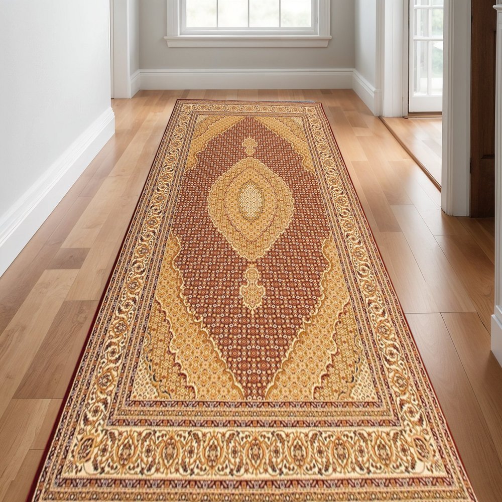 5' X 8' Red And Beige Oriental Area Rug