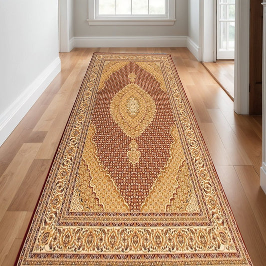 5' X 8' Red And Beige Oriental Area Rug