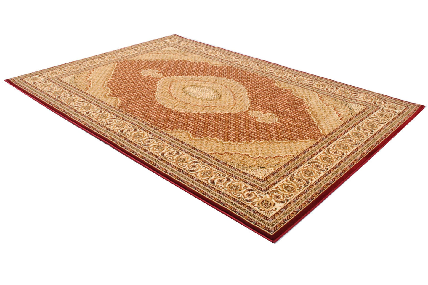 5' X 8' Red and Beige Oriental Power Loom Area Rug