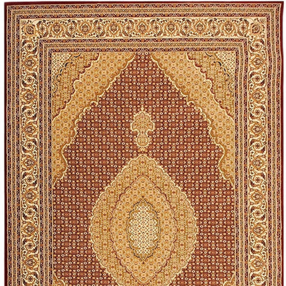 5' X 8' Red And Beige Oriental Area Rug
