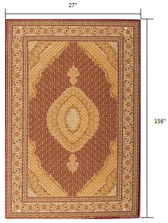 5' X 8' Red and Beige Oriental Power Loom Area Rug