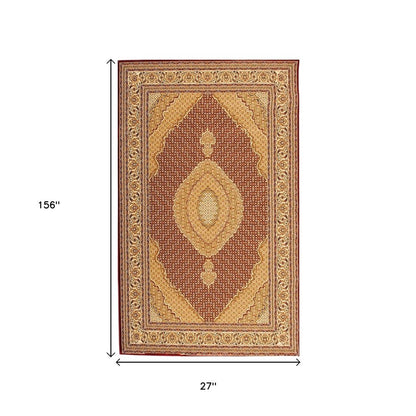 5' X 8' Red And Beige Oriental Area Rug