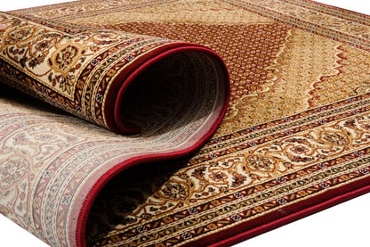 5' X 8' Red And Beige Oriental Area Rug