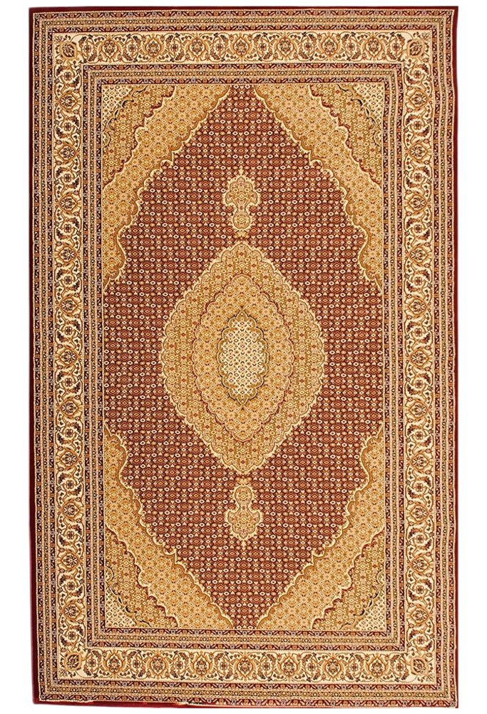 5' X 8' Red And Beige Oriental Area Rug