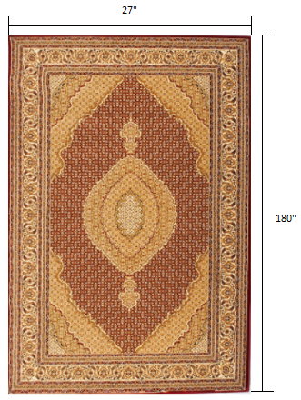 5' X 8' Red and Beige Oriental Power Loom Area Rug