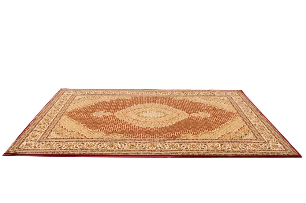 5' X 8' Red And Beige Oriental Area Rug