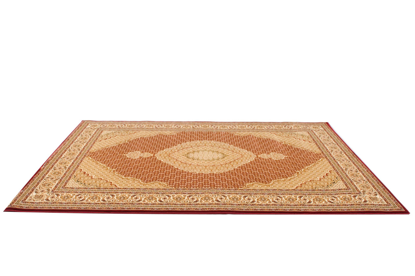 5' X 8' Red and Beige Oriental Power Loom Area Rug