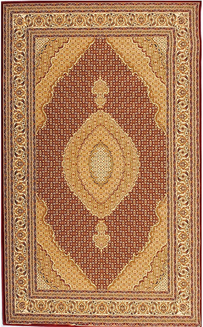 5' X 8' Red And Beige Oriental Area Rug