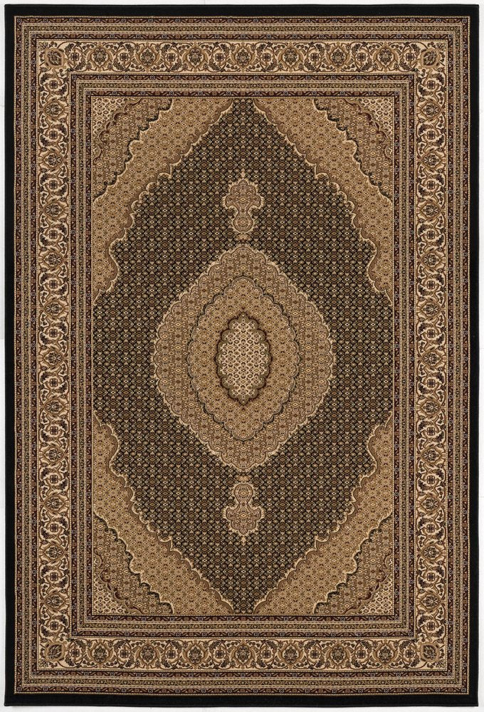 10' Beige And Black Medallion Runner Rug
