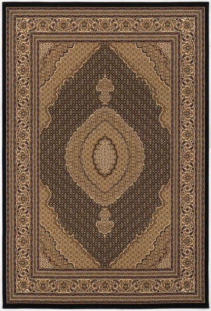 10' Beige And Black Medallion Runner Rug