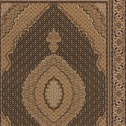 10' Beige And Black Medallion Runner Rug