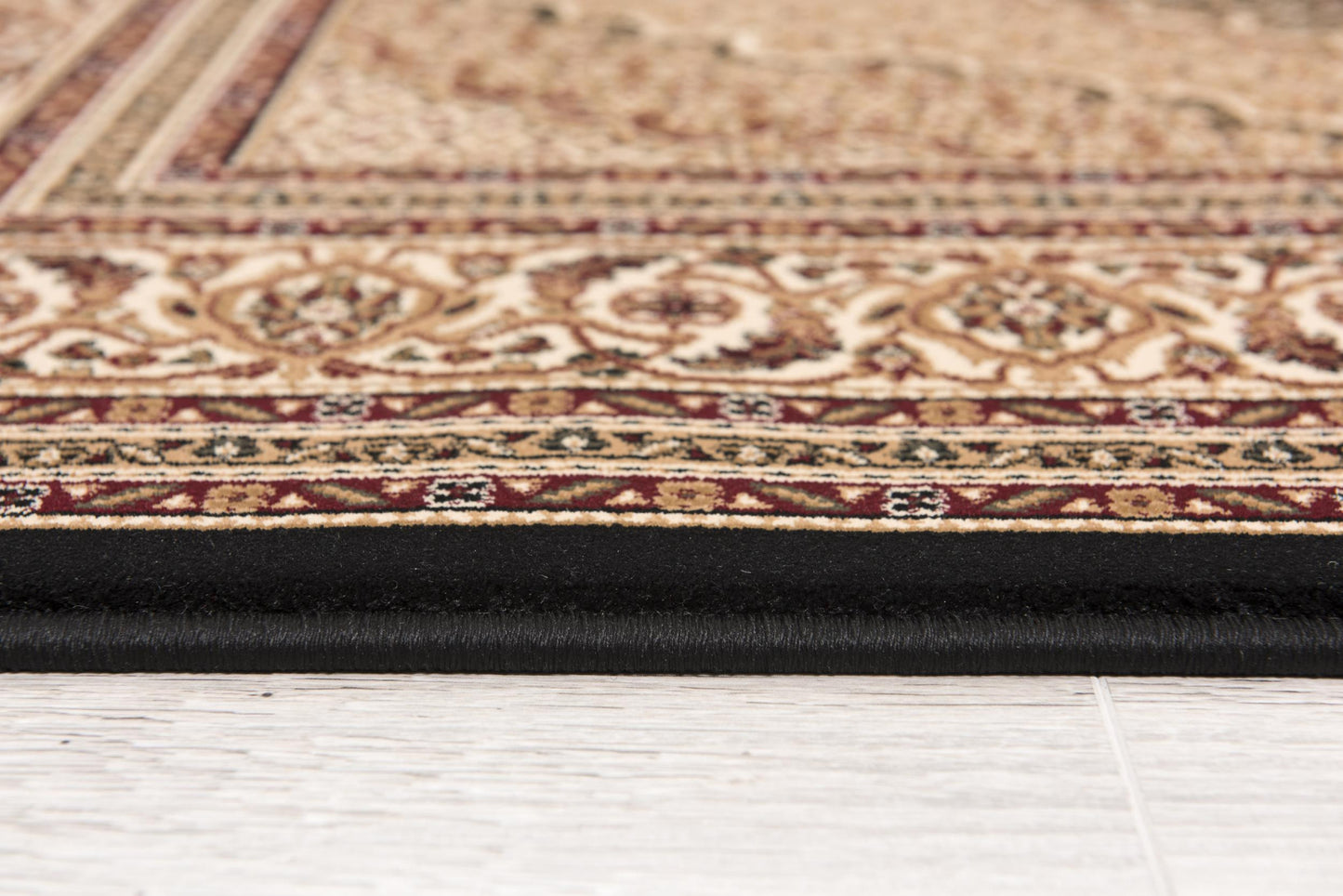 5' X 8' Beige and Black Medallion Power Loom Area Rug