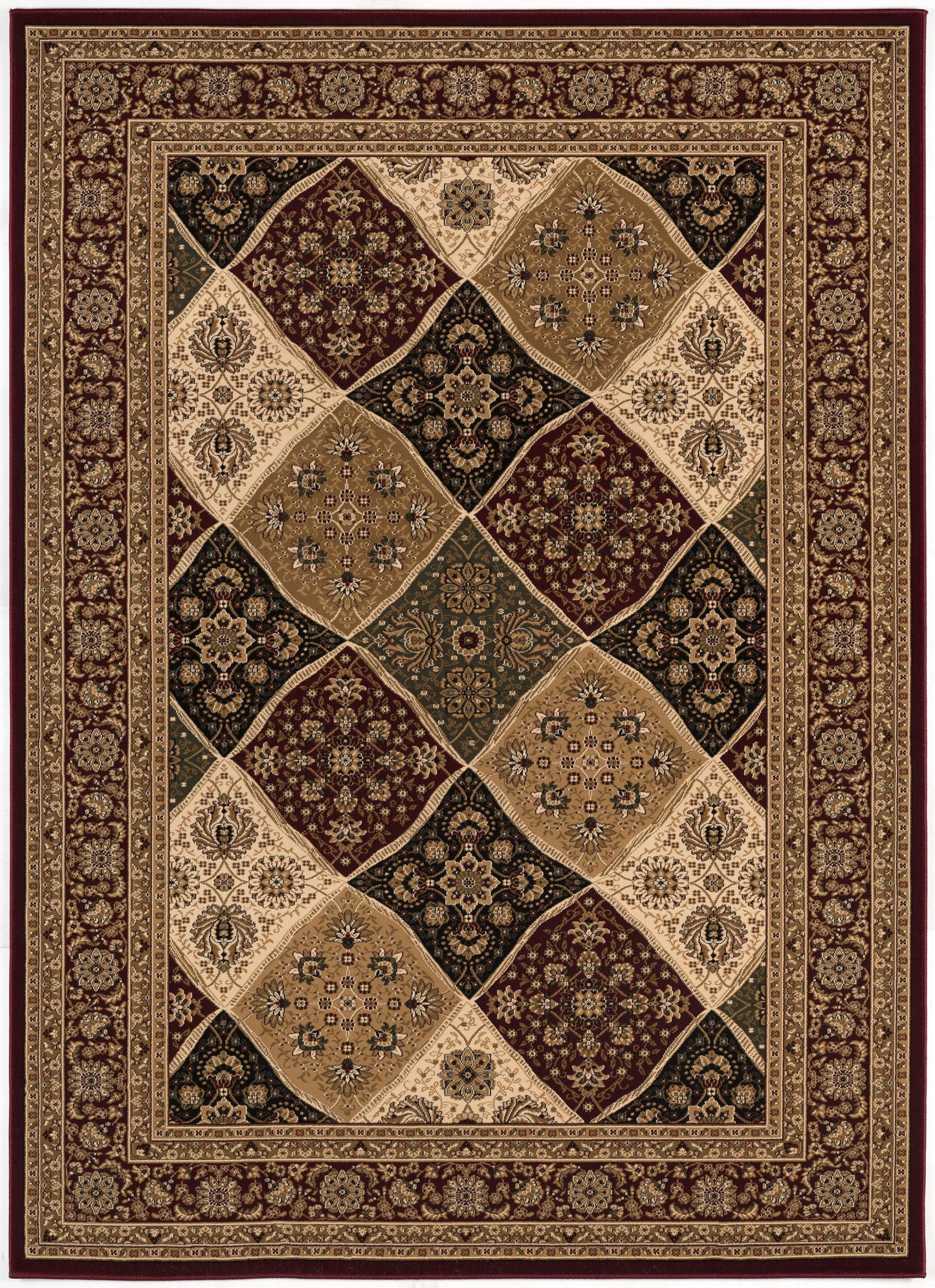 7' X 9' Red and Beige Oriental Power Loom Area Rug