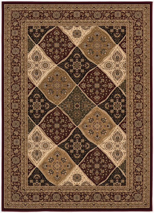 8' X 11' Red and Beige Oriental Power Loom Area Rug