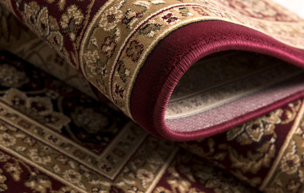 8' X 11' Red and Beige Oriental Power Loom Area Rug