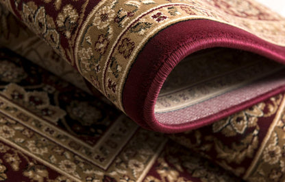 8' X 11' Red and Beige Oriental Power Loom Area Rug