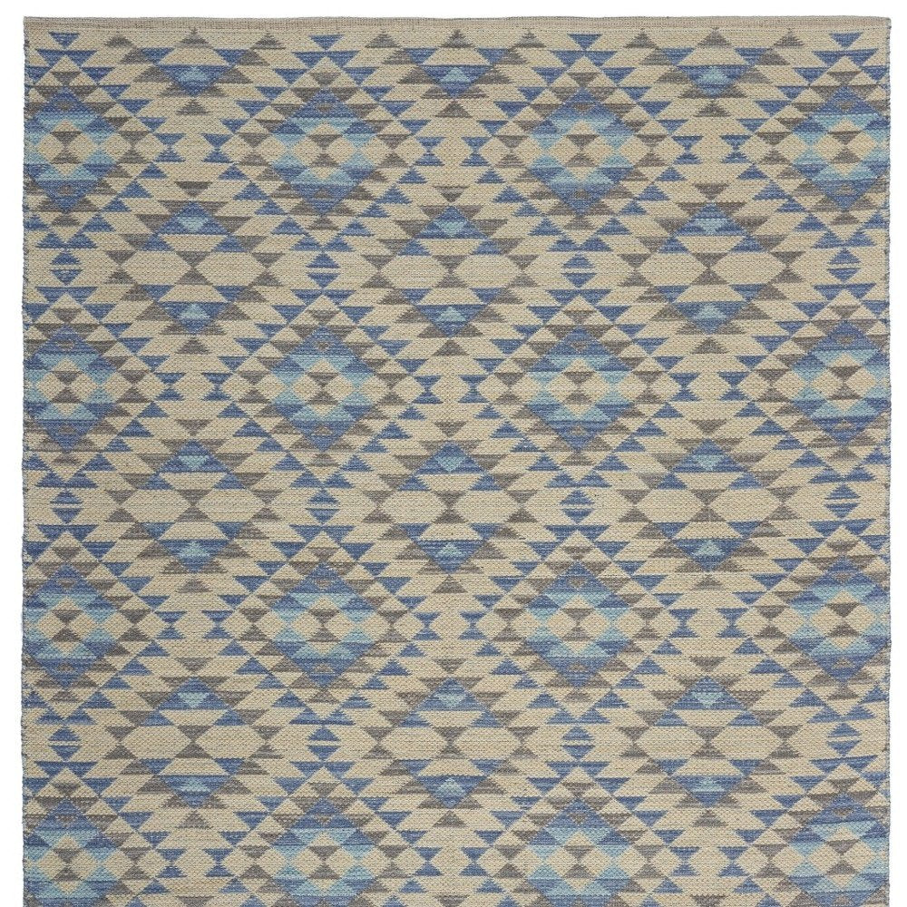 5' X 7' Blue Decorative Lattice Area Rug