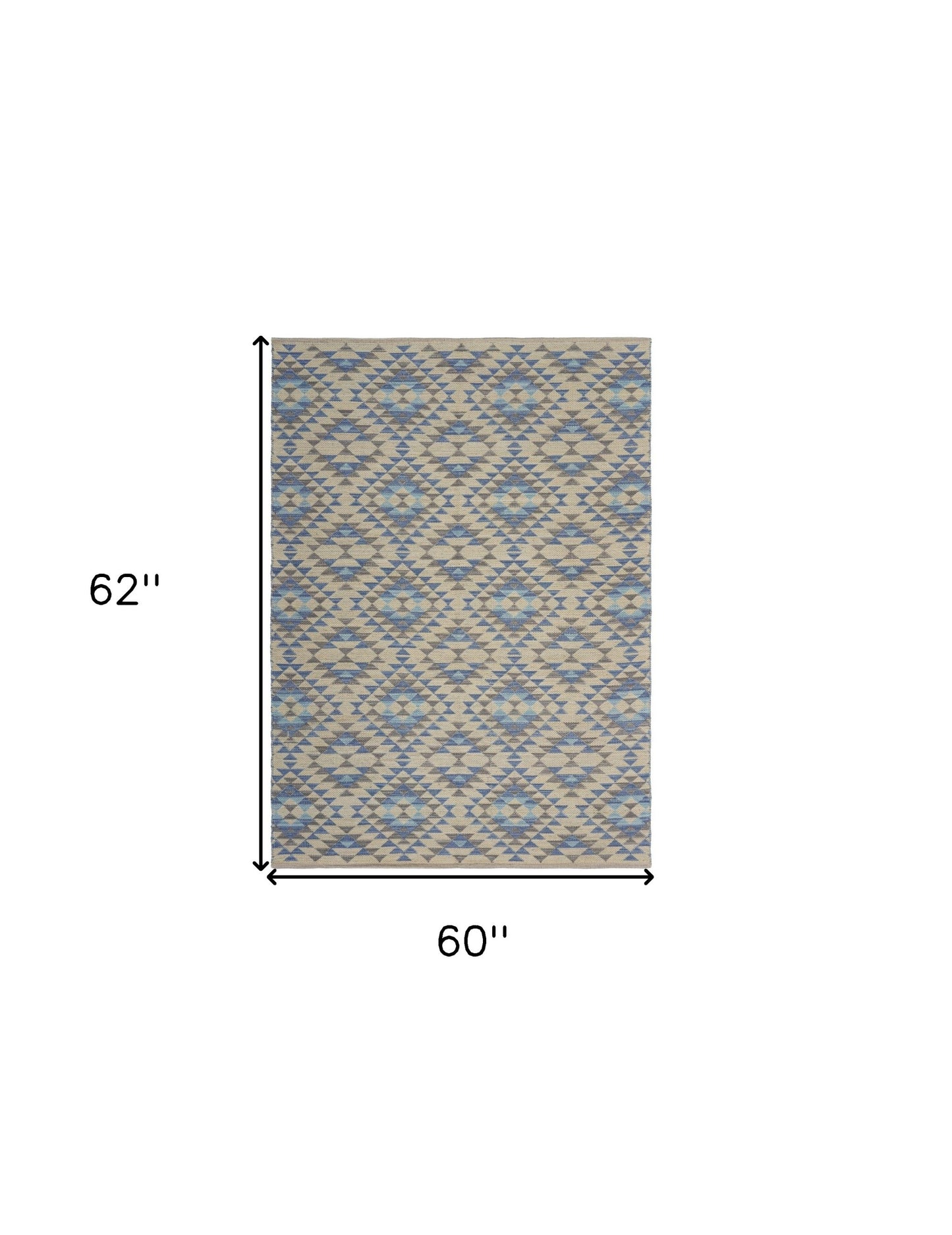 3' x 5' Blue Decorative Lattice Area Rug